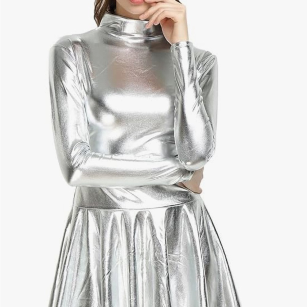 Metallic silver space costume